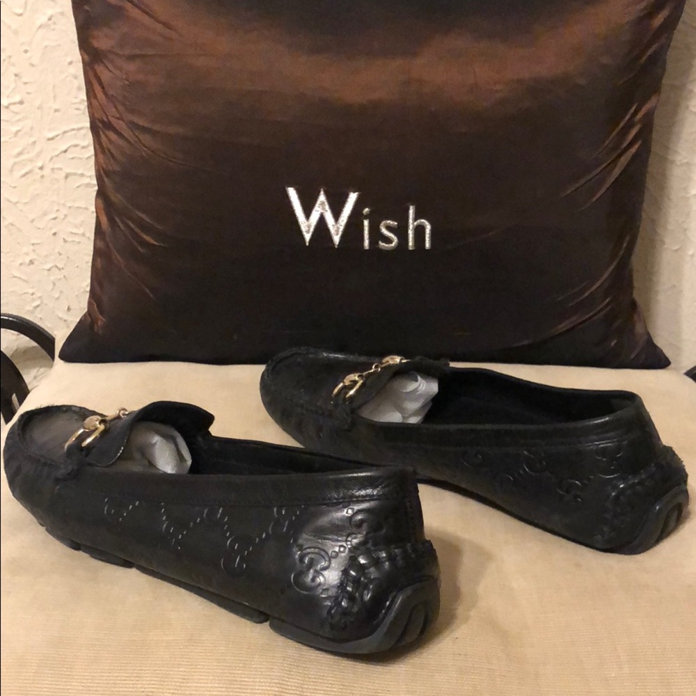 Authentic Gucci Black Loafers with metal hardware 36